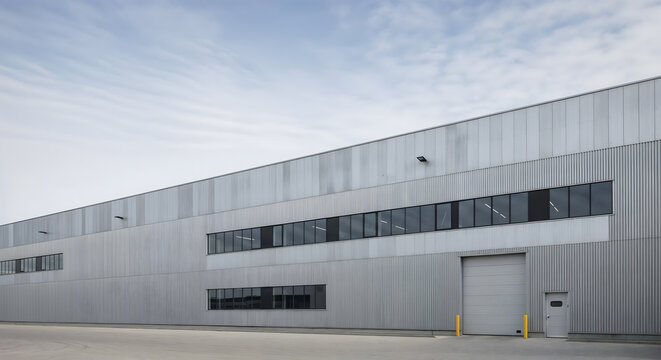 Exterior of an industrial building with metal cladding