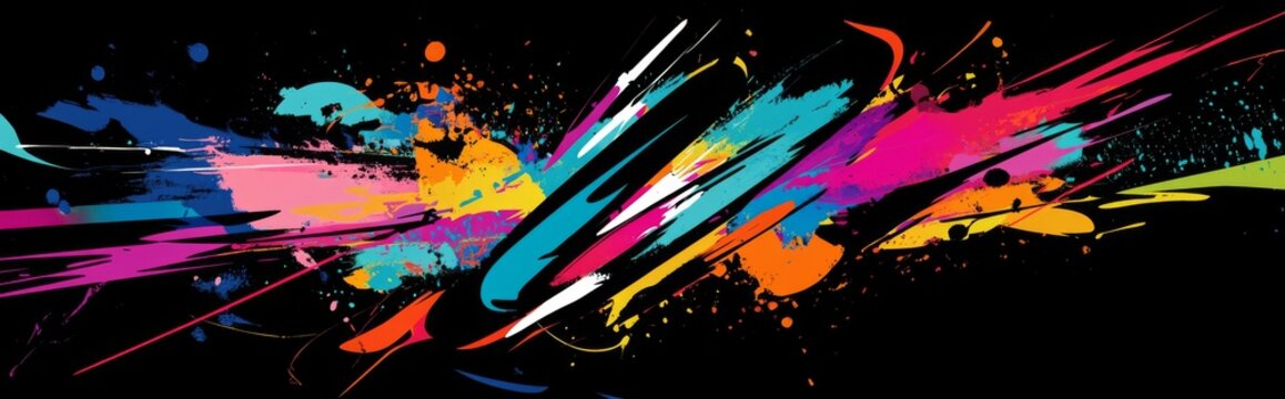 Abstract digital art piece that appears to be graffiti wall banner