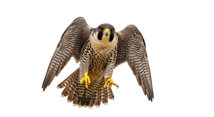 Isolated Peregrine Falcon in Flight, Displaying its Striking Plumage and Agile Wingspan