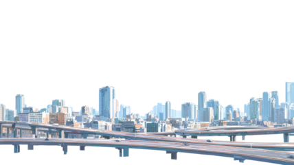 Hong Kong skyline featuring tall modern skyscrapers with striking urban architecture and detailed cityscape view clearly displayed isolated on white background