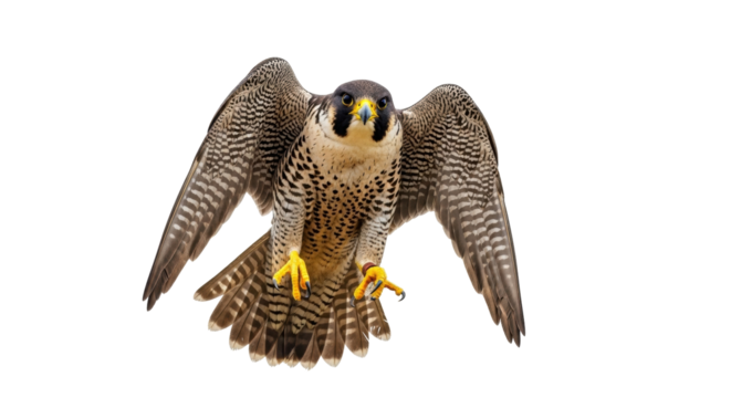 Isolated Peregrine Falcon in Flight, Displaying its Striking Plumage and Agile Wingspan