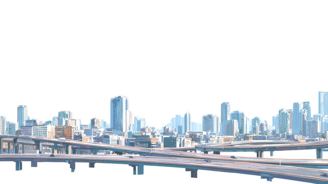 Hong Kong skyline featuring tall modern skyscrapers with striking urban architecture and detailed cityscape view clearly displayed isolated on white background