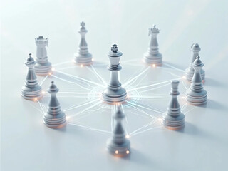 Chess Strategy Concept with Tactical Decision Making, Leadership, Planning, and Competitive Business Thinking on Minimal Background