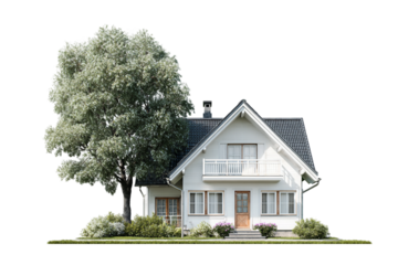 Dual-unit duplex structure isolated on transparent background