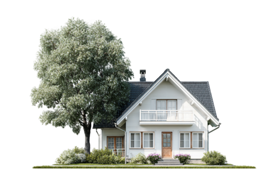 Dual-unit duplex structure isolated on transparent background