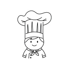 Obraz premium Chef Cartoon Outline cook drawing food culinary restaurant kitchen hat uniform cute illustration vector graphic design clipart line art