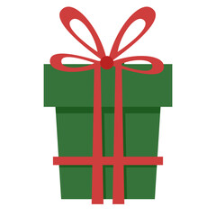Green Gift Box with Red Bow