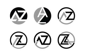 Letter AZ lettering initial monogram logo design