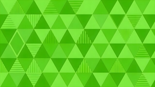 Green geometric background with a mosaic of triangles featuring diverse patterns and shades creates a fresh abstract design.