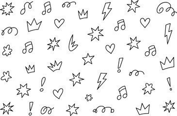 Naklejka premium Fun doodle pattern with hand drawn elements