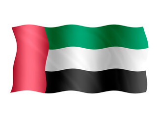 Digital composite. ..Flag of United Arab Emirates waving with a fabric overlay. ..National Day Eid Al Etihad عيد الاتحاد is celebrated on December 2nd to celebrate unification of the country. PNG file