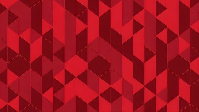 Modern red abstract background with a dynamic mosaic of isometric geometric shapes.
