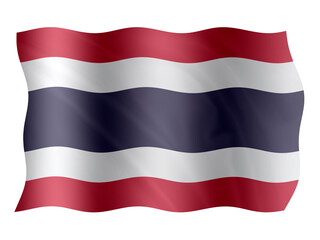 Digital composite. ..Flag of Thailand waving with a fabric overlay. ..Thailand National Day is celebrated on December 5th. ..Thai,..PNG file.