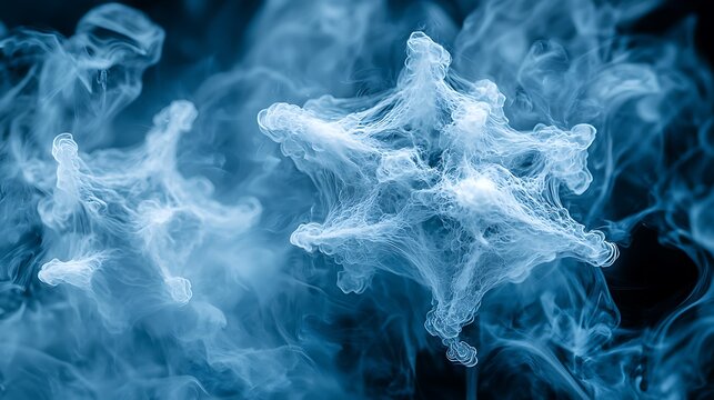 Abstract blue smoke creating intricate organic cellular patterns against a dark background, illustrating diffusion and fluid dynamics.