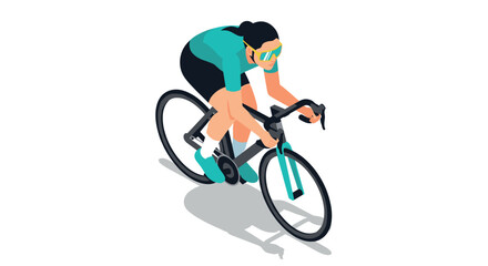 Fototapeta premium Cyclist in motion: isometric style athlete riding bicycle