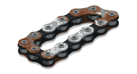 Rusty bicycle chain close-up with weathered metal textures