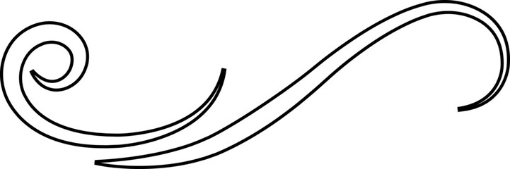 Elegant vintage calligraphic swirl, ornate decorative flourish classic filigree ornament swirl, curl, divider, scroll, border element, black line art design vector illustration