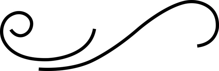 Elegant vintage calligraphic swirl, ornate decorative flourish classic filigree ornament swirl, curl, divider, scroll, border element, black line art design vector illustration