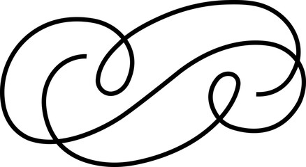 Elegant vintage calligraphic swirl, ornate decorative flourish classic filigree ornament swirl, curl, divider, scroll, border element, black line art design vector illustration