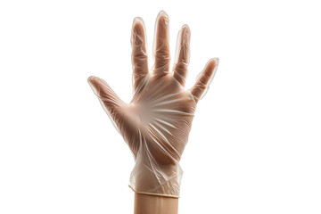 Hand in clear glove displays hygiene and safety. Represents cleanliness, cleanliness, and protection. Use for sanitation products, health awareness, and medical advertising.