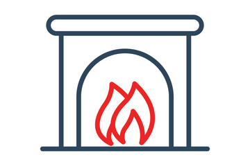 Fireplace icon. line icon style. icon related to christmas. holiday elements vector illustration