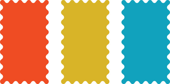 Colorful wavy edge rectangle pattern isolated on, a vibrant and playful design element for various creative projects and backgrounds