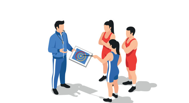Isometric sports coach strategy with young athletes