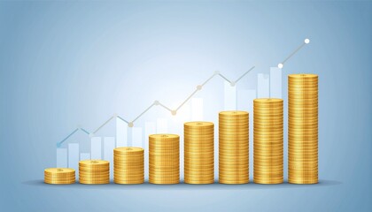 business graph with golden coins