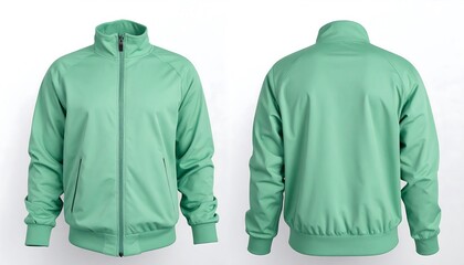 Versatile light green track jacket mockup, ideal for athletic apparel catalog presentations and new season collection displays