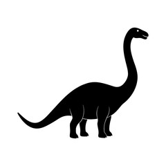 Dinosaur Brontosaurus Black Silhouette Illustration.
