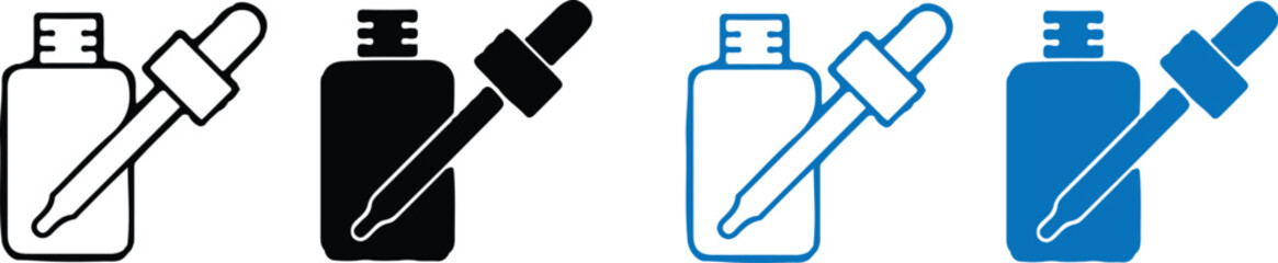 essential oils bule black icons bottle set vector design 