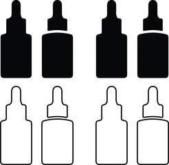 four medicine black bottle icons set vector illustration design