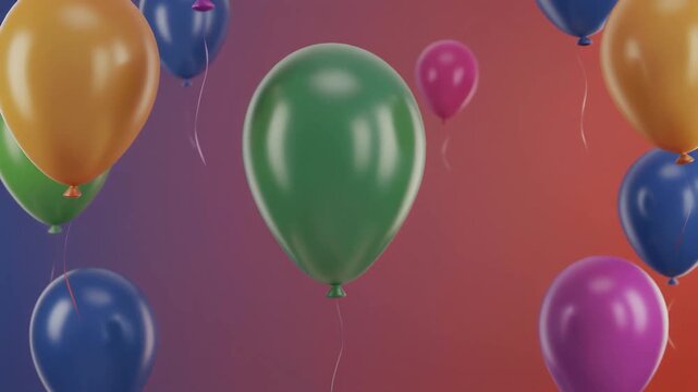 Colorful balloons floating in the air. Simple video for birthday and anniversary party celebration