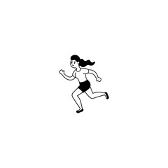 Stylized white silhouette of a person running on a black background
