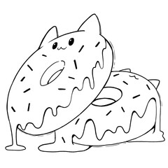 Donuts cat on a white background