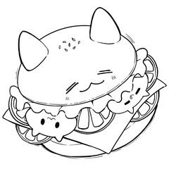 hand drawn vector illustration of a burger on white
