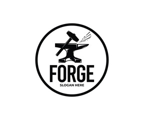 Modern ironwork anvil and hammer welding and Forge Service Logo