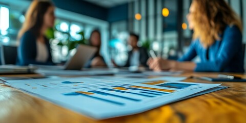 Business people analyzing statistics charts during corporate meeting
