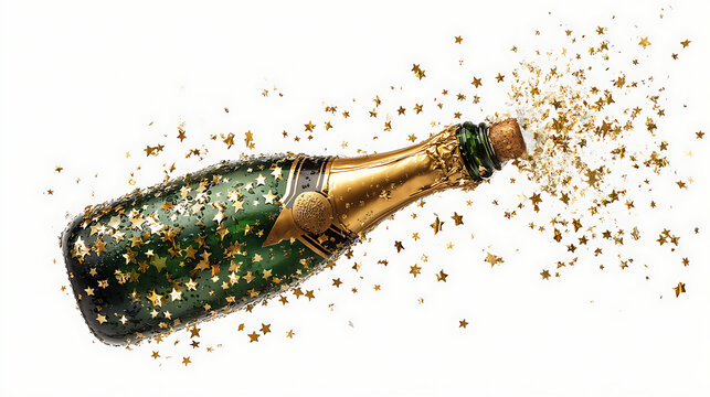 bottle of champagne on a white background