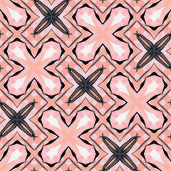 Abstract watercolor seamless pattern, ethnic ornament in natural colors