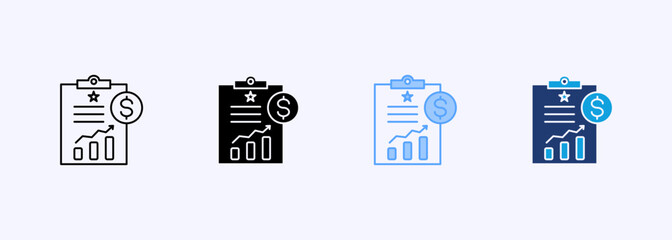 Business Report Icon Set Multiple Style Collection Element For Design