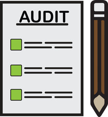 Audit document with green checkmarks and a pencil, symbolizing a completed review or compliance process