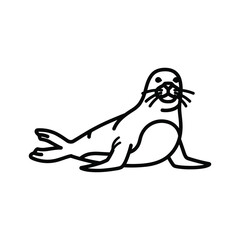 Cute seal resting isolated on, a charming marine mammal with whiskers and flippers
