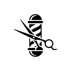 Fototapeta premium Isolated Barber Pole with Scissors Silhouette on Transparent Background Design