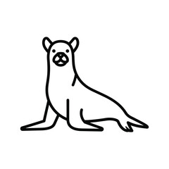 Cute sea lion sitting isolated on, a charming illustration of a marine mammal in simple style