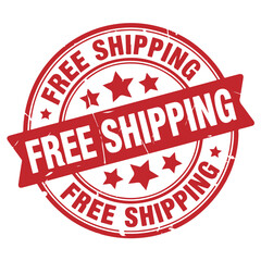 Free Shipping Stamp. Stamp Design Isolated on White Background. Grunge Stamp Vector Illustration.