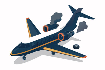 Dramatic airplane emergency landing with smoke and missing tire conveys risk and potential danger in aviation industry