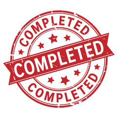 Completed Stamp. Stamp Design Isolated on White Background. Grunge Stamp Vector Illustration.