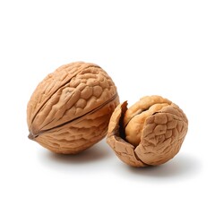 Fototapeta premium Whole and cracked walnut isolated on white background