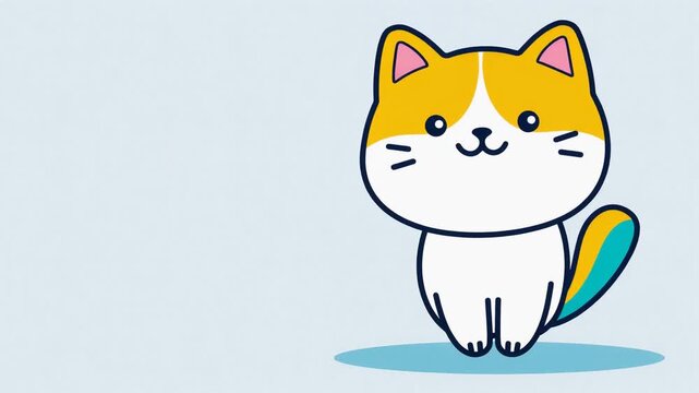ぽよぽよ猫が揺れるポップなコピースペース背景